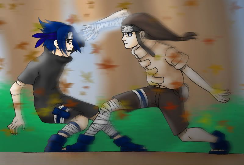 sasuke vs neji depiction