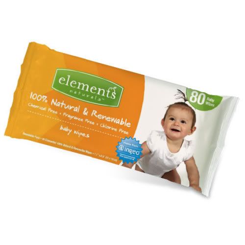 Biodegradable baby wipes by Elements Naturals