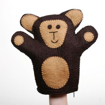 Handmade felt monkey puppet for kids