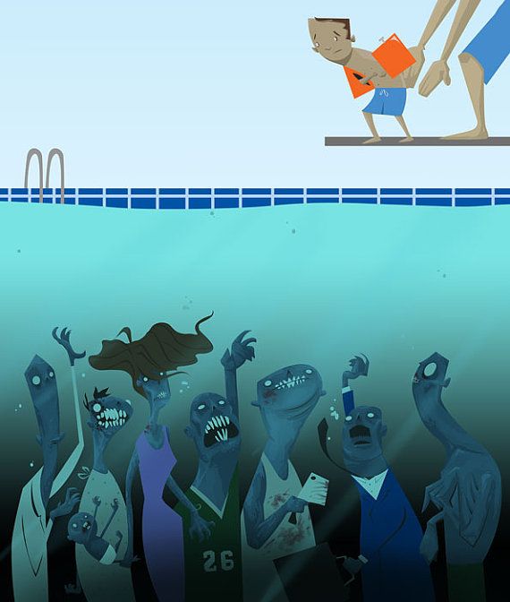 Zombie Swimming Pool Print from Rowboat Robot | Cool Mom Picks
